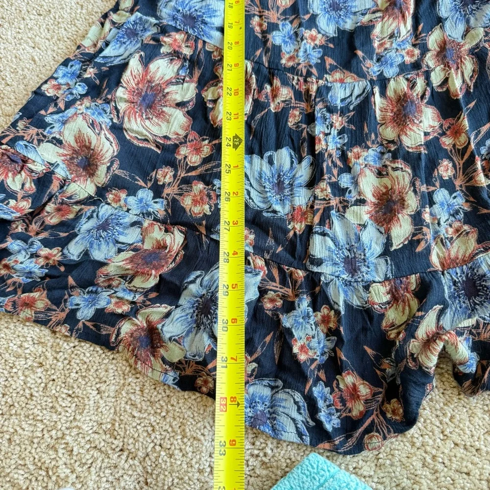 En Crème Women’s Floral Size M Babydoll Flare Dress Summer Casual Blue